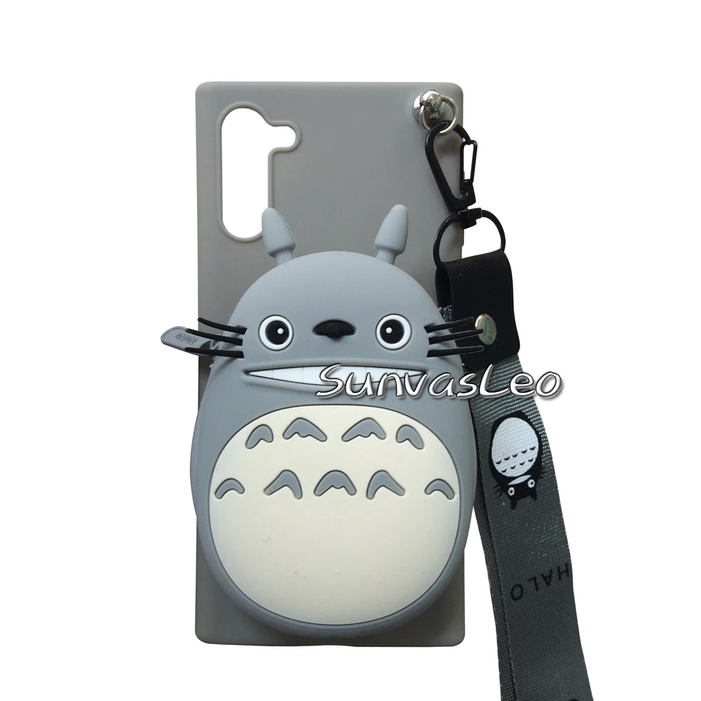 3D кошелек для samsung Galaxy Note 10/Note 10 Plus, мягкий силиконовый чехол с изображением животных из мультфильма, чехол-кошелек, чехол для телефона с цепочкой и кабелем - Цвет: Gray Rabbit