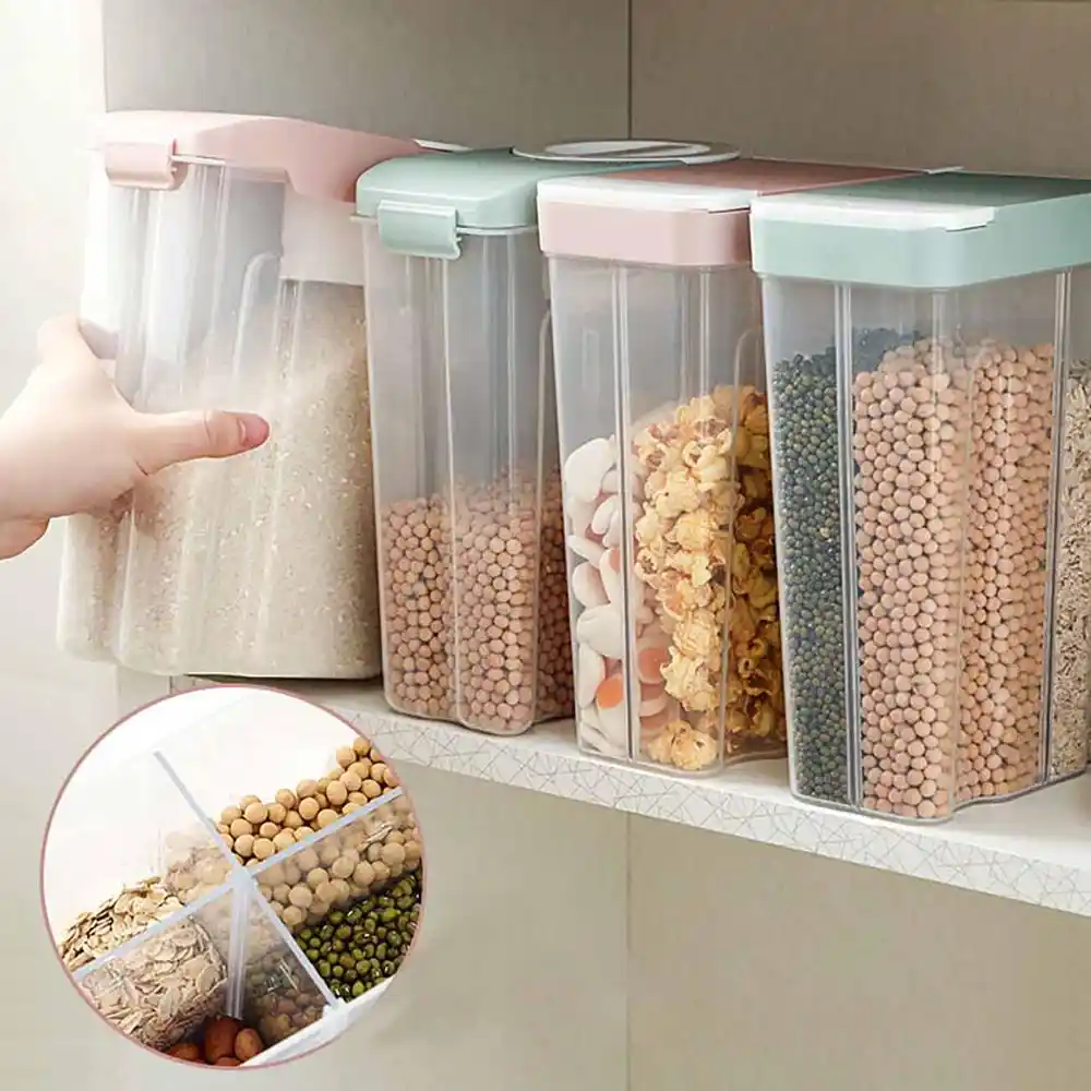 1 4 研削 Pp 食品収納ボックス明確な収納容器キッチン収納瓶ドライ粒タンク Bottles Jars Boxes Aliexpress