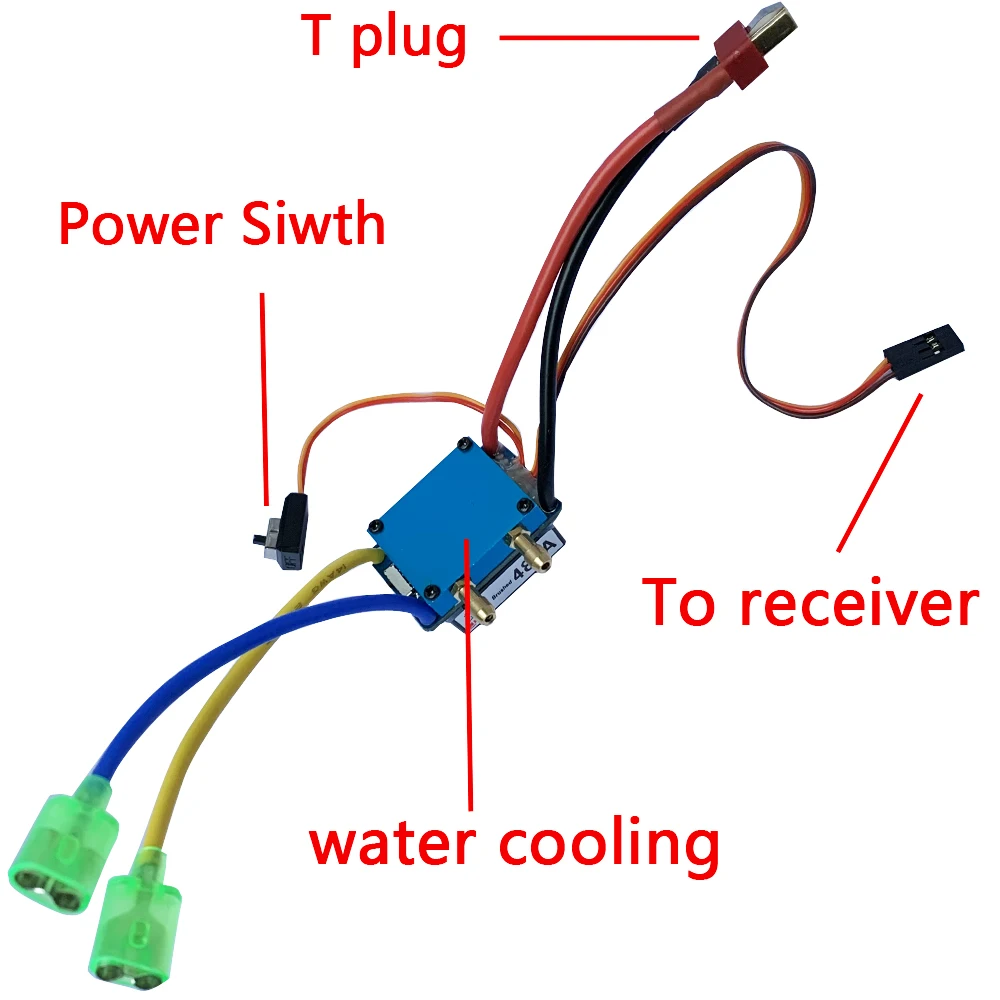 Svviss RC лодка 480A ESC с водяным охлаждением Матовый контроллер скорости двигателя
