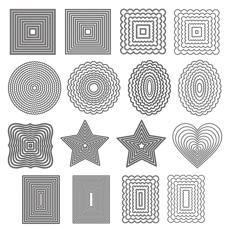 Metal cutting dies Basic Frames Rectangle Square Round Oval Heart Star Frame Diecut for Diy Scrapbooking Cards Crafts