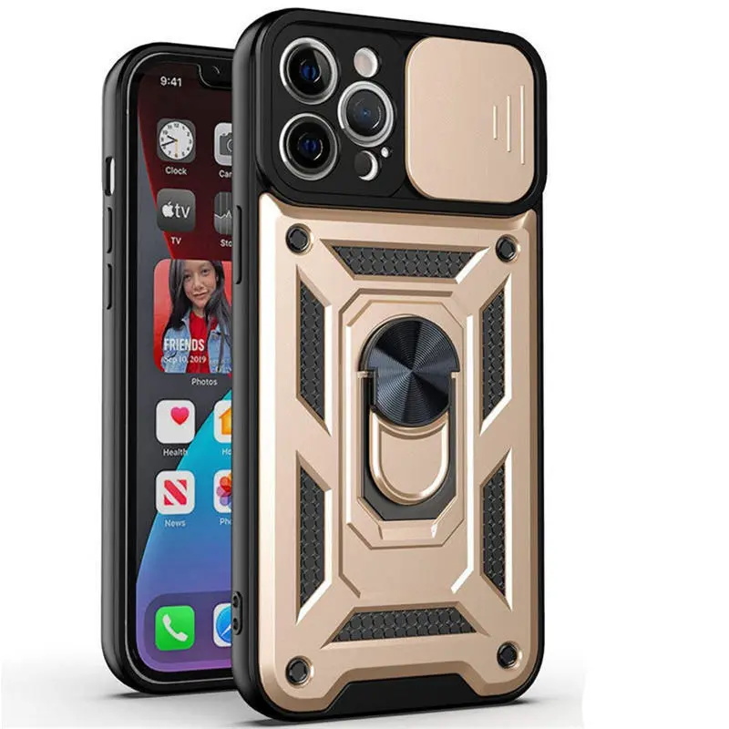 apple iphone 13 mini case leather Slide Camera Protection Armor Phone Case For iPhone 13 12 11 Pro Max X XR XS Max 7 8 Plus Magnetic Ring Holder Shockproof Cover iphone 13 mini silicone case