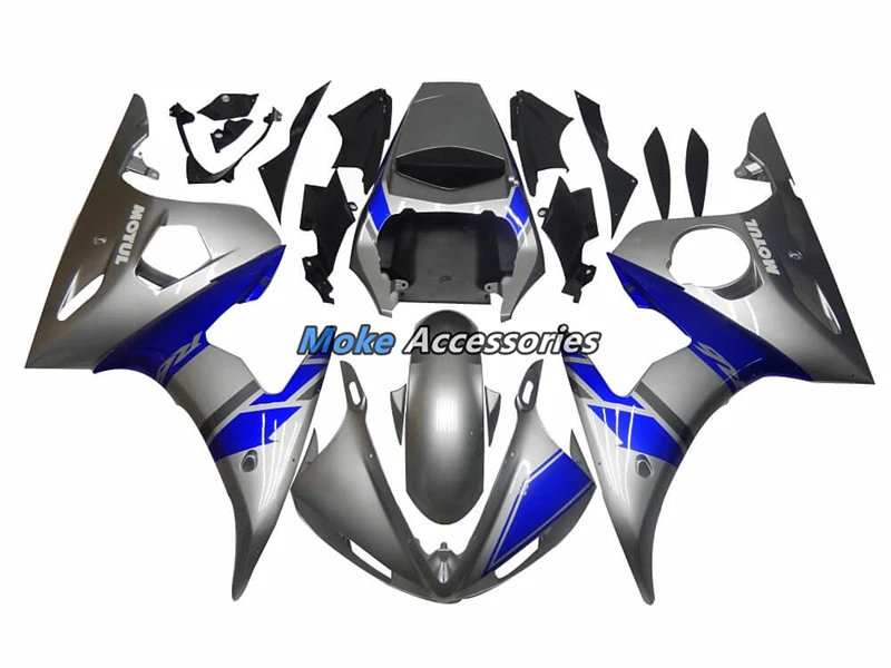 Мотоцикл Обтекатели комплект подходит для Yzf R6 2003 2004 2005 боди набор Высокое качество Abs впрыска серебро