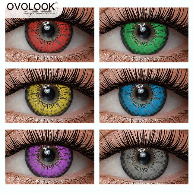 OVOLOOK-2pcs/pair Anime Contact Lenses for Eyes Cosplay Eye Color Lens  Beauty Pupil Colored Eye