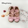 Lolita shoes women flats low round with cross straps bow cute girls princess tea party shoes students lovely shoes size 34-41 ► Photo 2/5