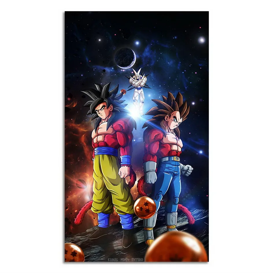 Драконий жемчуг Z Goku аниме Шелковый плакат настенная живопись с огромным принтом