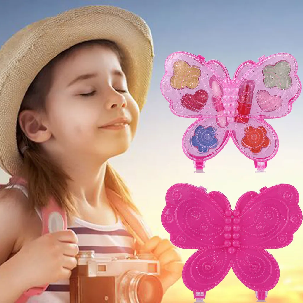 Портативная моющаяся игрушка для макияжа в виде бабочки девочек нетоксичный