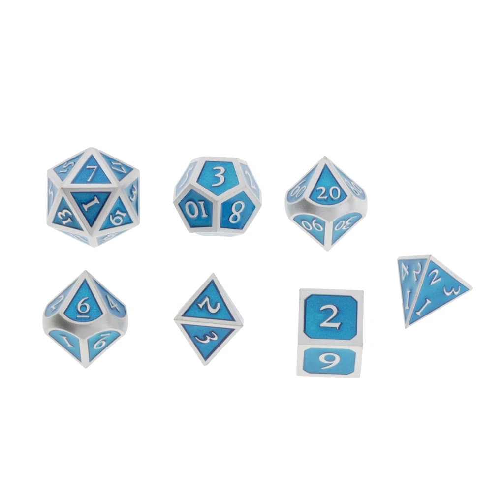 7pcs Embossed Metal Multi-sided Polyhedral Dice Set for Dungeons and Dragons Dice MTG DND RPG Table Games Board Game D20 D12 Set