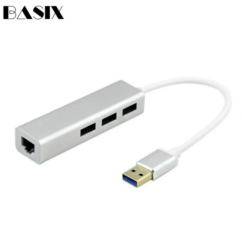 Basix USB3.0 концентратор Gigabit Ethernet сетевой адаптер USB 3,0 3 порта концентратор RJ45 10/100/1000 м Lan Карта для Macbook Windows 10