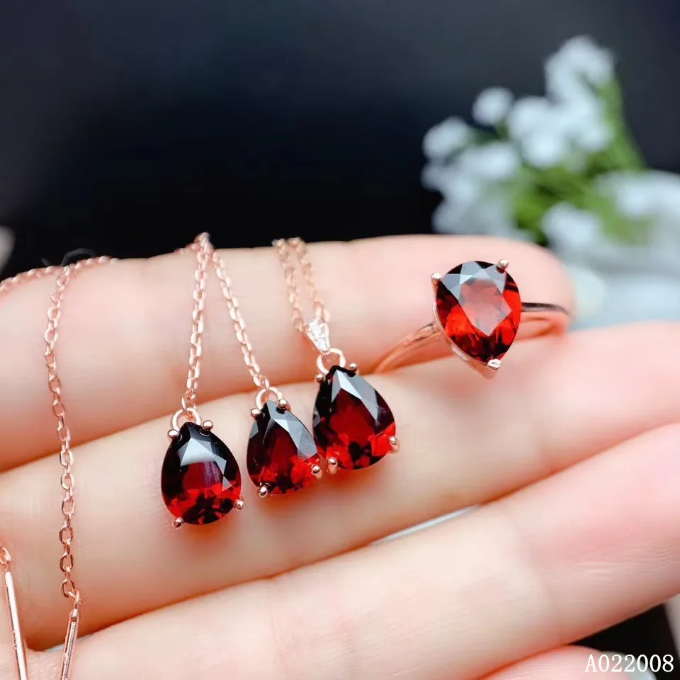 Серьги из серебра 925 пробы с натуральным гранатом|Ювелирные наборы| |