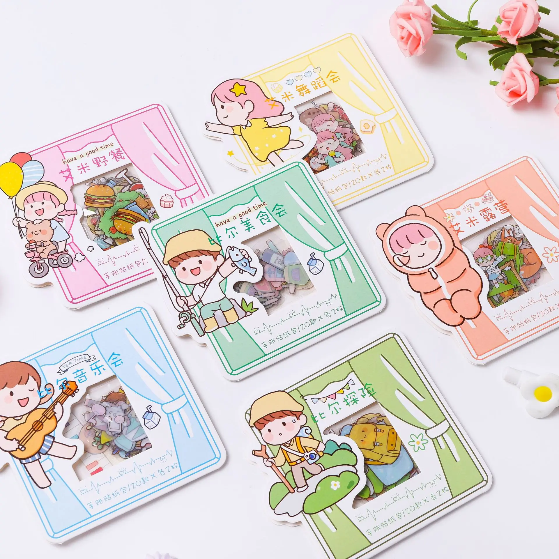 

Creative Cartoon Character Explorer Combination Sticker Cute Pattern Diary Handbook Sticker Album DIY Decoration Sticker Gift