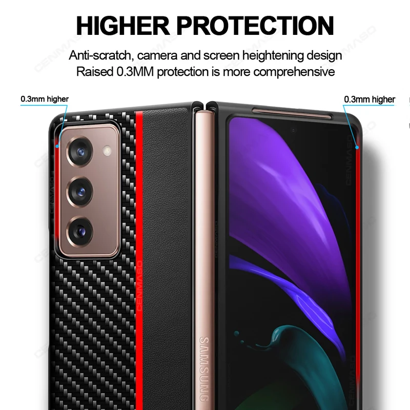 Для Samsung Galaxy Z Fold 2 5G чехол для телефона оригинал углеродное волокно текстура