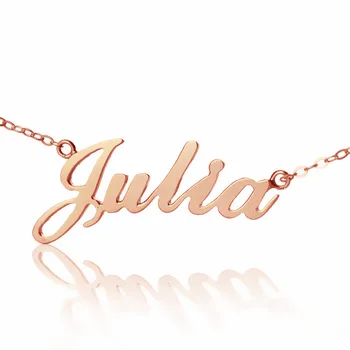

Freeshipping--Nameplate Necklace JULIA Style Rose Gold Color Over Silver Name Necklace Initial Necklace Personalized Jewelry