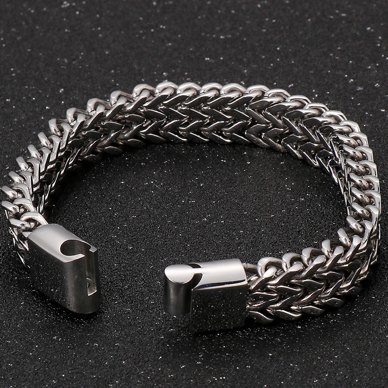 Men's Bracelets: Stylish 12MM Double Row Chain in 6 Colors Men's Bracelets: Stylish 12MM Double Row Chain in 6 Colors