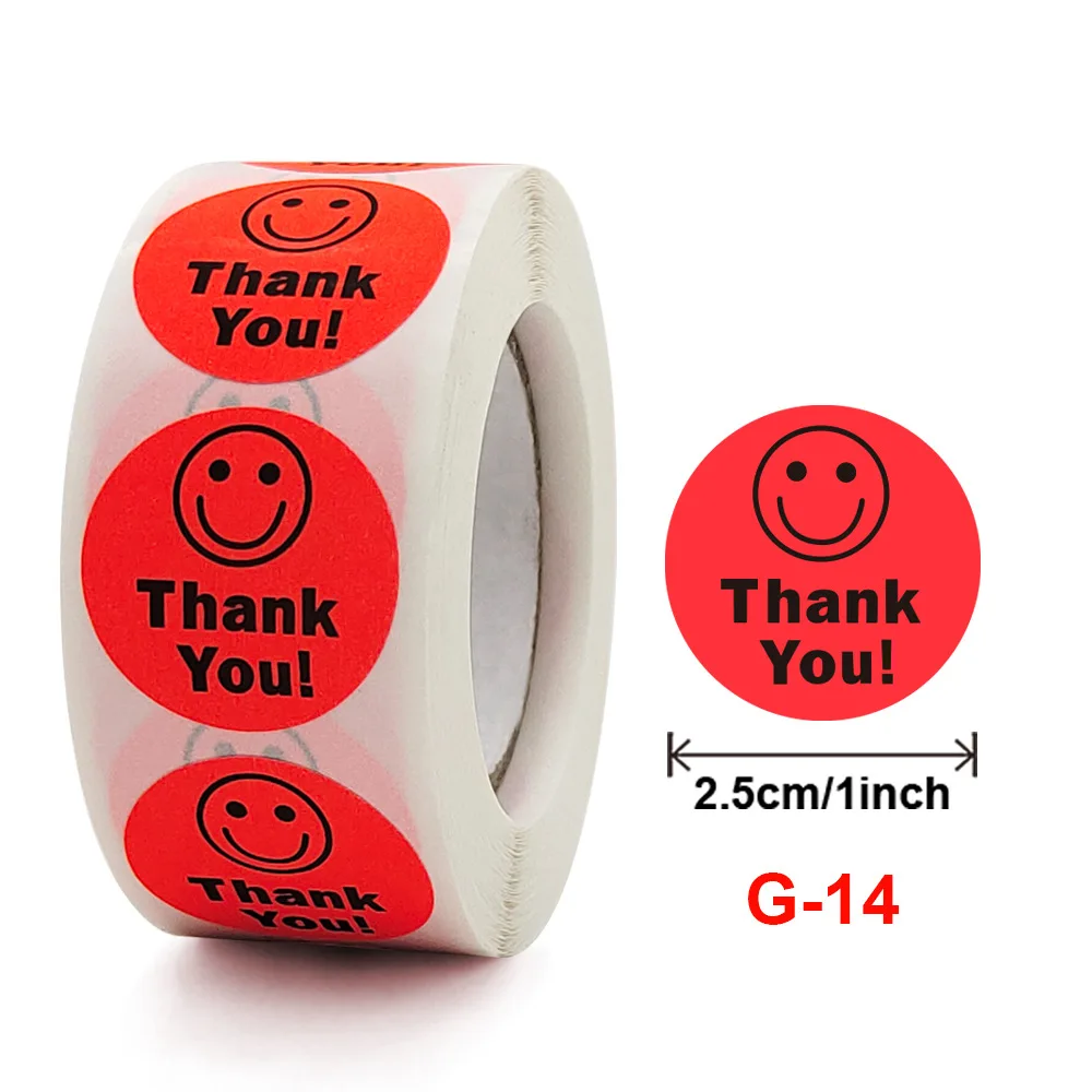 500Page One Roll Children Stationery Stickers Tape Creative School Smiley Face Reward Thank You Cute Fluorescent Color Kids Toy