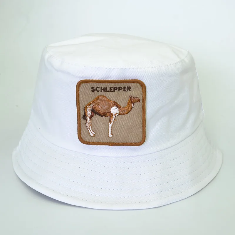 Модная мультяшная Вышивка Животных верблюжья мужская шляпа-Панама женская хип-хоп шляпа летняя Солнцезащитная унисекс Боб Рыбацкая шляпа Панама Кепка
