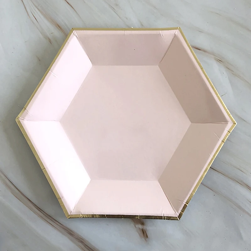 9inch plate 8pcs Одноразовые столовые приборы розового и золотого цвета, вечерние бумажные стаканчики для шампанского, соломенные тарелки для девочек, товары для вечеринки на день рождения, карнавал, свадьбу, Декор - Цвет: 9inch plate 8pcs