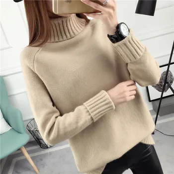 

Korean Simple Turtleneck Sweater Women 2020 Autumn Winter Fashion Thicken Knitted Pullover Long Sleeve Jumper Sweater Pull Femme