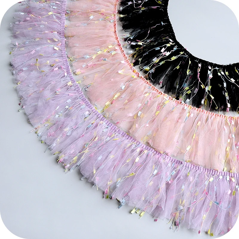 

1Meter 6Colors Hot Sale Colorful Candy Tassel Gauze Flower Skirt Hem Hand, DIY, Doll, Dress, Skirt, Accessories.