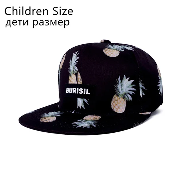 Child black Boluo REAKIDS милая детская бейсбольная кепка с фруктовым узором, Snapback, шапка для детей, солнцезащитная Кепка, Весенняя шляпа для младенцев, Летняя Спортивная Кепка для мальчиков и девочек - Цвет: Child black Boluo