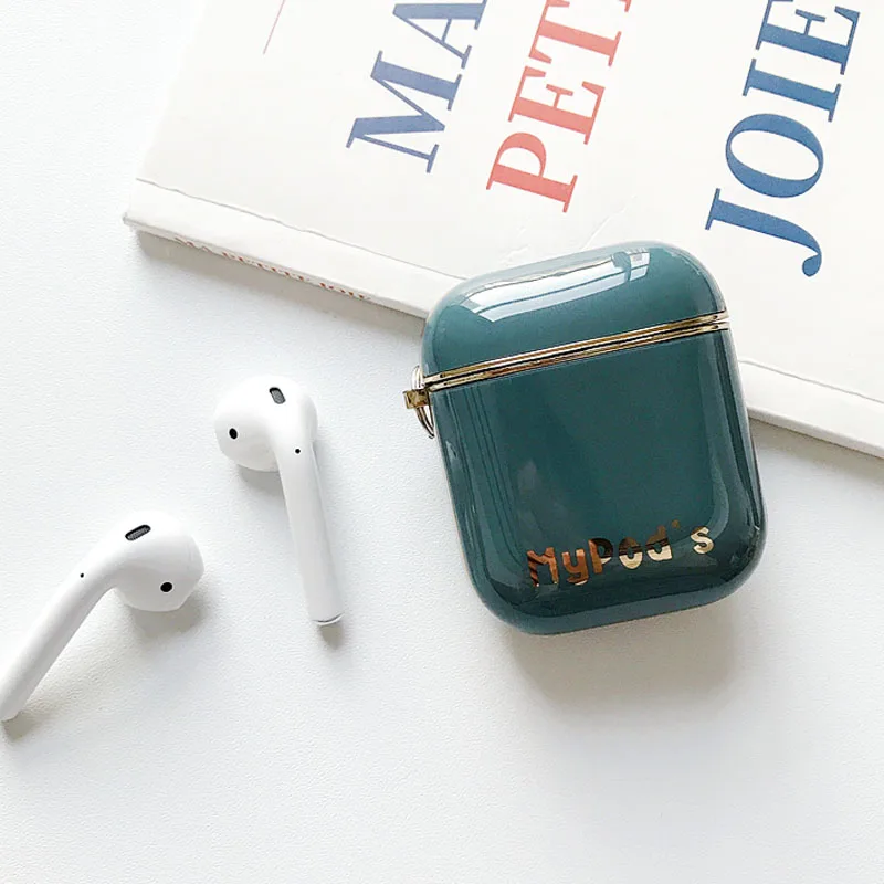Blue gray EKONEDA роскошный однотонный защитный чехол с покрытием для Airpods 1 2 Силиконовый чехол Мягкая задняя крышка для Airpods чехол - Цвет: Blue gray
