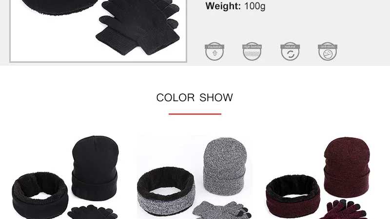 Высокое качество шапка шарф перчатки Мужская Новая мода из трех частей зимняя теплая качественная шерстяная шляпа нагрудник перчатки мужчины/женщины сплошной цвет дикий