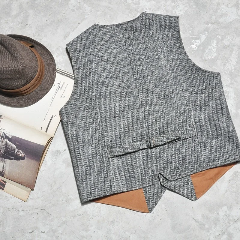 

Мужской винтажный однобортный жилет, деловой мужской элегантный твидовый жакет без рукавов, жилет с карманами, тонкая женская верхняя одежда