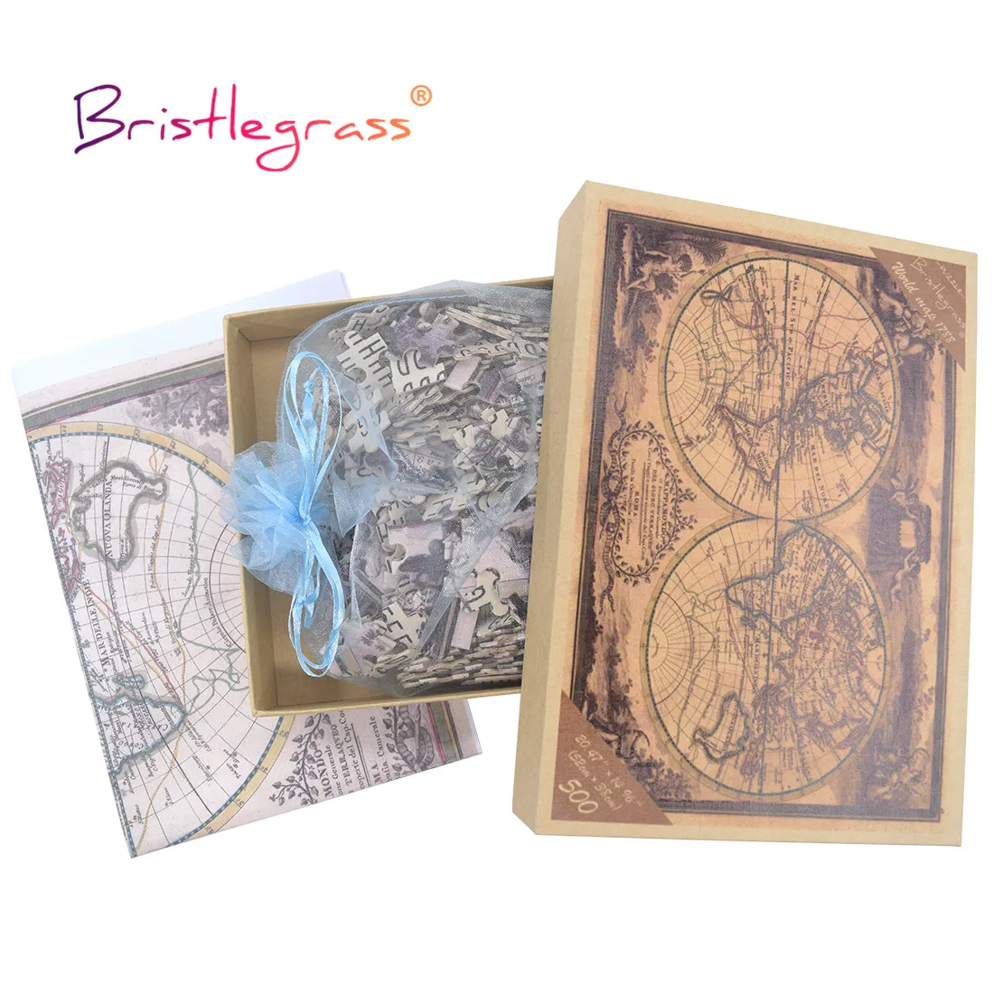 BRISTLEGRASS Wooden Jigsaw Puzzles 500 1000 Pieces World Map in 1788 Educational Toy Collectibles Gift Wall Paintings Home Decor 3