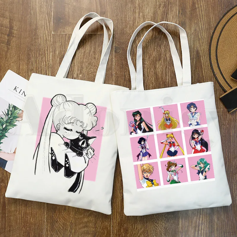 

Sailor Moon Harajuku Kawaii Anime Japanese kawaii Graphic Cartoon Print Shopping Bags Girls Fashion Casual Pacakge Hand Bag