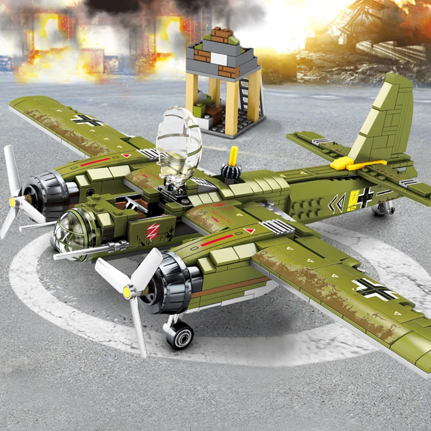 559Pcs Legoings Bombing Plane Army Military War Helicopter Building Block Model Bricks Sets Kits Educational Toys For Children (6)