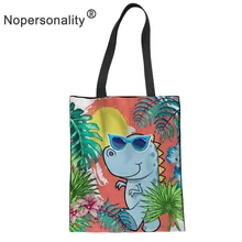 Nopersonality печать 3D Dinosuar женские холщовые сумки большой емкости Дамская пляжная сумка Женская легкая сумка для покупок