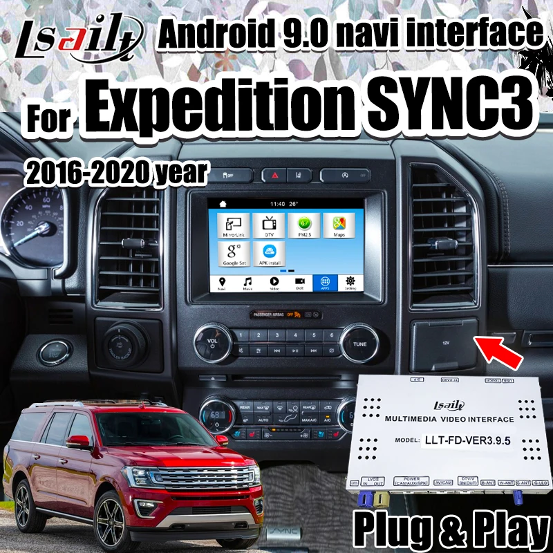 Lsailt Android GPS навигатор коробка для экспедиции Ford Sync3 16-20 видео интерфейс с YouTube Netflix
