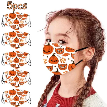 

5PC Kid Child 3D Printing Printed Pollution Spatter Face Masks Shield Mask Cloth Washable Mouth Mask Mouth Caps Breath masques