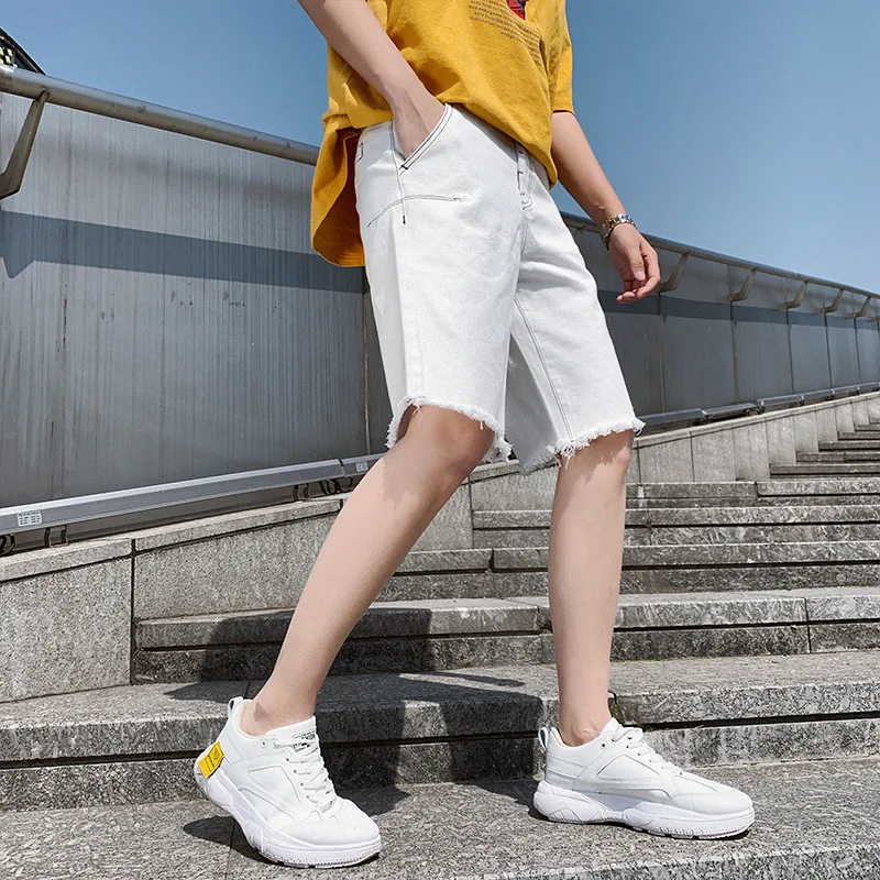 Summer New Men's Leisure Stretch Ripped Short Jeans Fashion Casual Slim Fit Cotton Breathable Denim Shorts Male Clothes Summer New Men's Leisure Stretch Ripped Short Jeans Fashion Casual Slim Fit Cotton Breathable Denim Shorts Male Clothes
