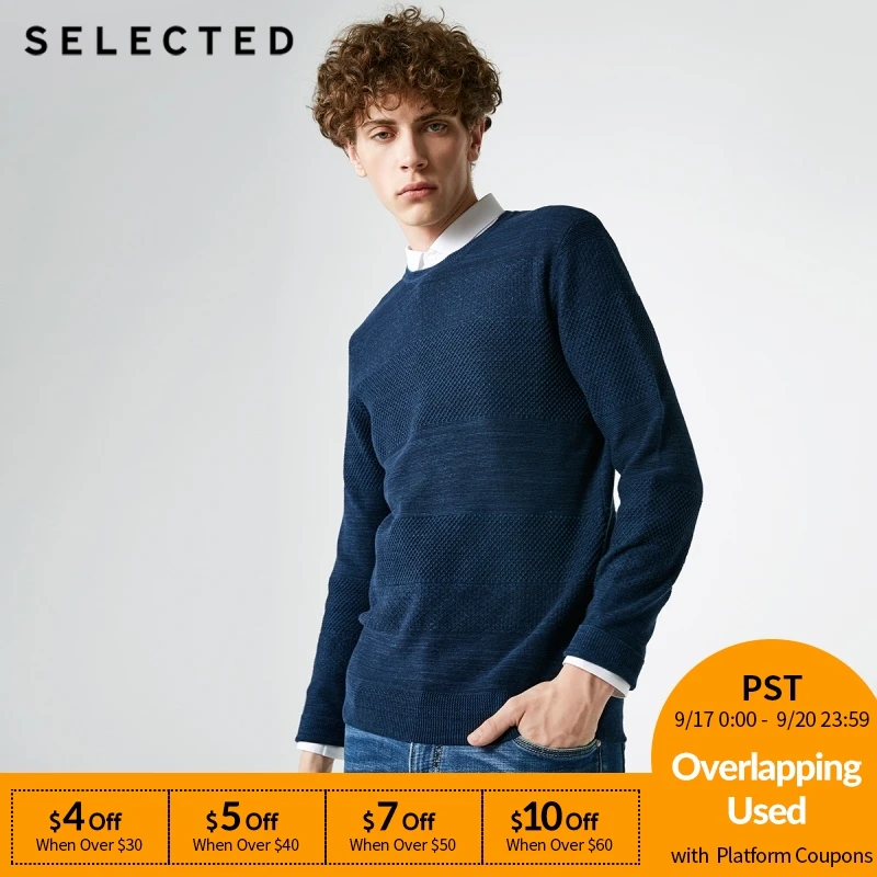 

SELECTED new men's pure cotton pattern collar collar Knit S|418324527