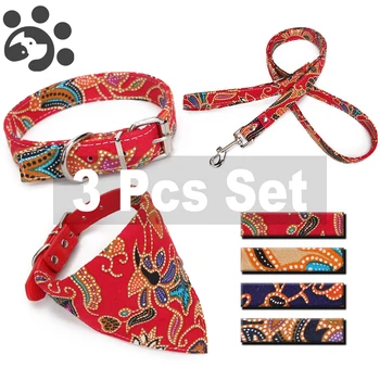 

Dog Collar Leash Set Adjustable Dogs Collars With Leash for Small Medium Dogs Pet Bandana Collar Leashes Set Dog Accessories Cat