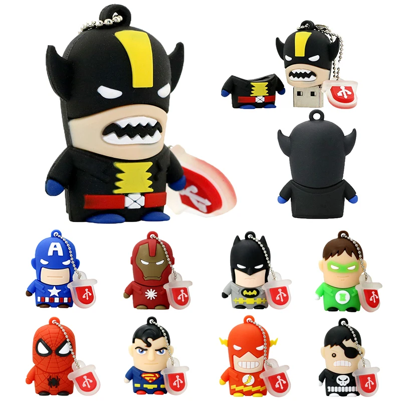 

Pendrive Spider-man Captain America Super Hero Iron Man Superman Usb Stick 128GB 256 8 16 64 32 gb USB Flash Drive usb2.0 gift