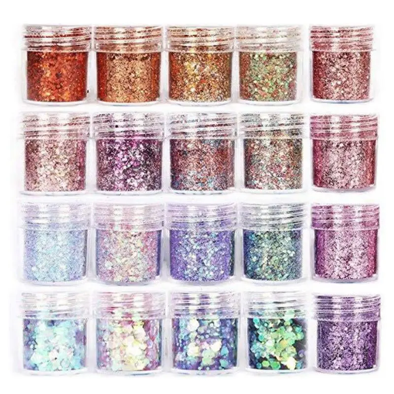 

20 Bottles Nail Art Sequins Filling Flash Glitter Powder UV Epoxy Resin Pigment U4LF