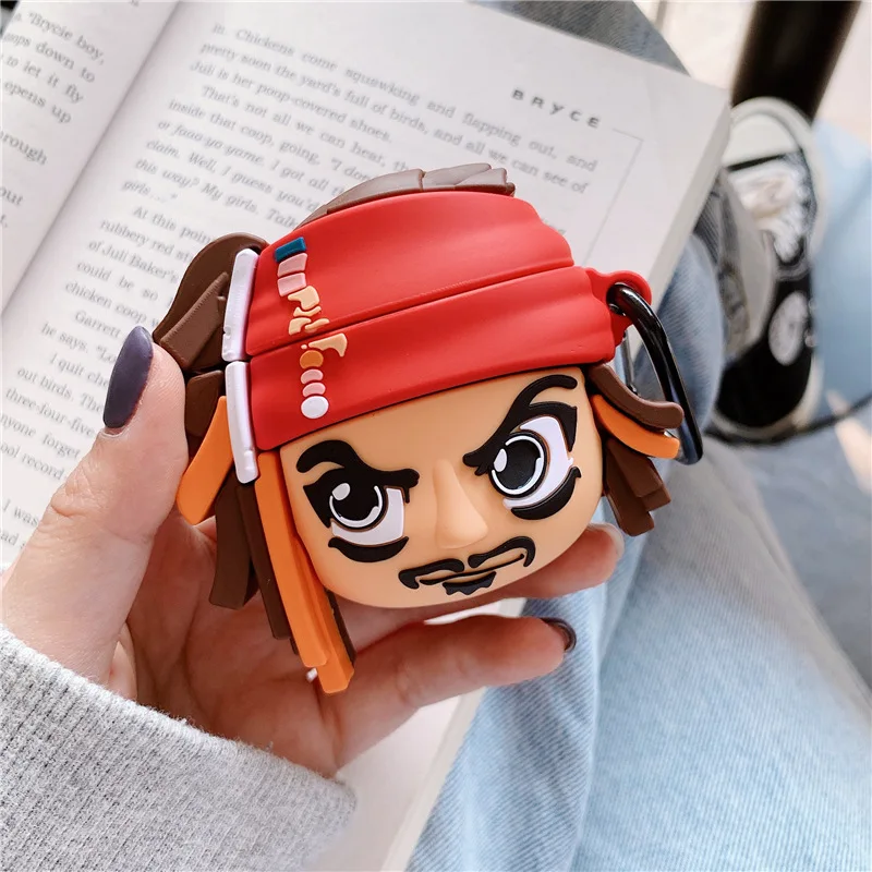 

For AirPods 2 Case 3D Pirate Captain Cute Cartoon Soft Silicone Earphone Cases For Apple Airpods Protect Cover Headphone Funda