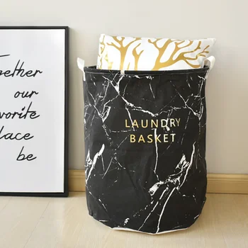 

Marble Design Storage Bucket Laundry Basket Bag Lovely Foldable Home Dirty Clothes Storage Bags Kids Toy Storage Bucket A