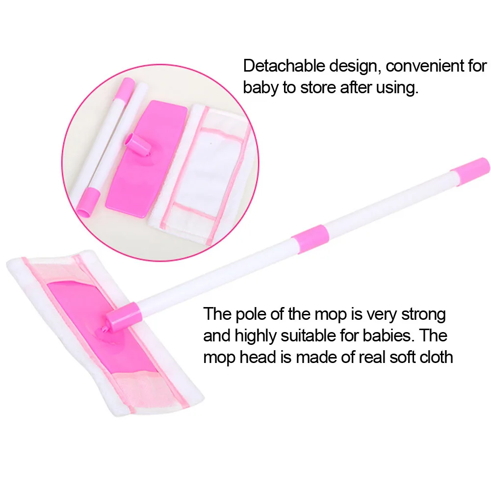 9Pcs/Set Mini Cleaning Tools Mop Caution Sign Bucket Kit Kids Pretend Play Toy Intelligence Developmental Toys Gift For Children