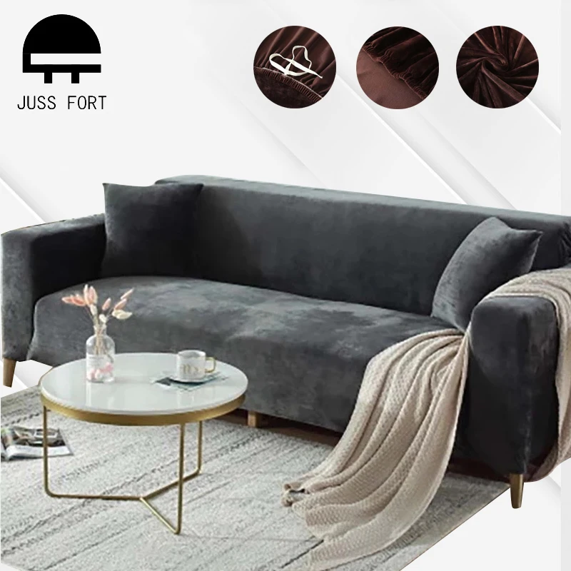Новая зима Бархатные тянущиеся чехлы для диванов сгущаться плюшевые эластичные