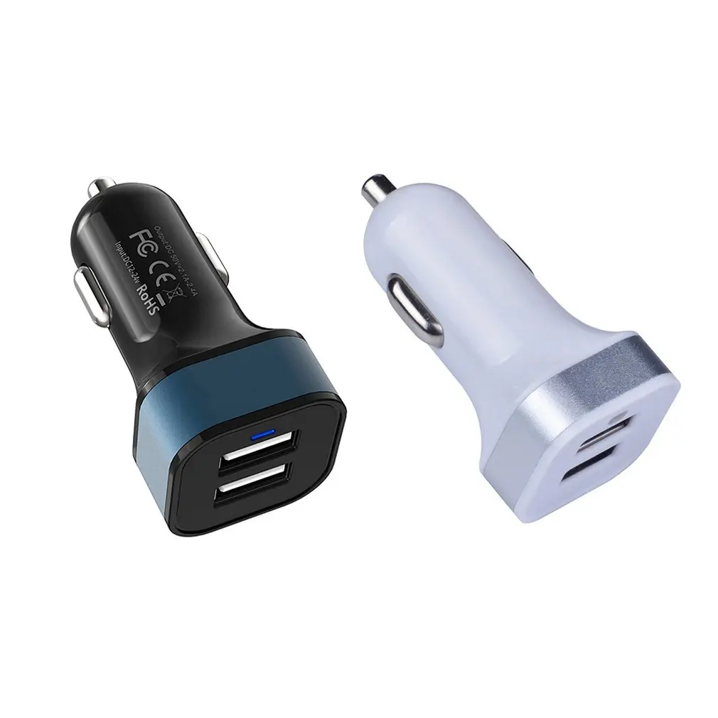 Квадратное автомобильное зарядное устройство с двумя usb-портами, автомобильное зарядное устройство с двумя usb-портами, автомобильное зарядное устройство с алюминиевым кольцом, автомобильное зарядное устройство с двумя usb-портами