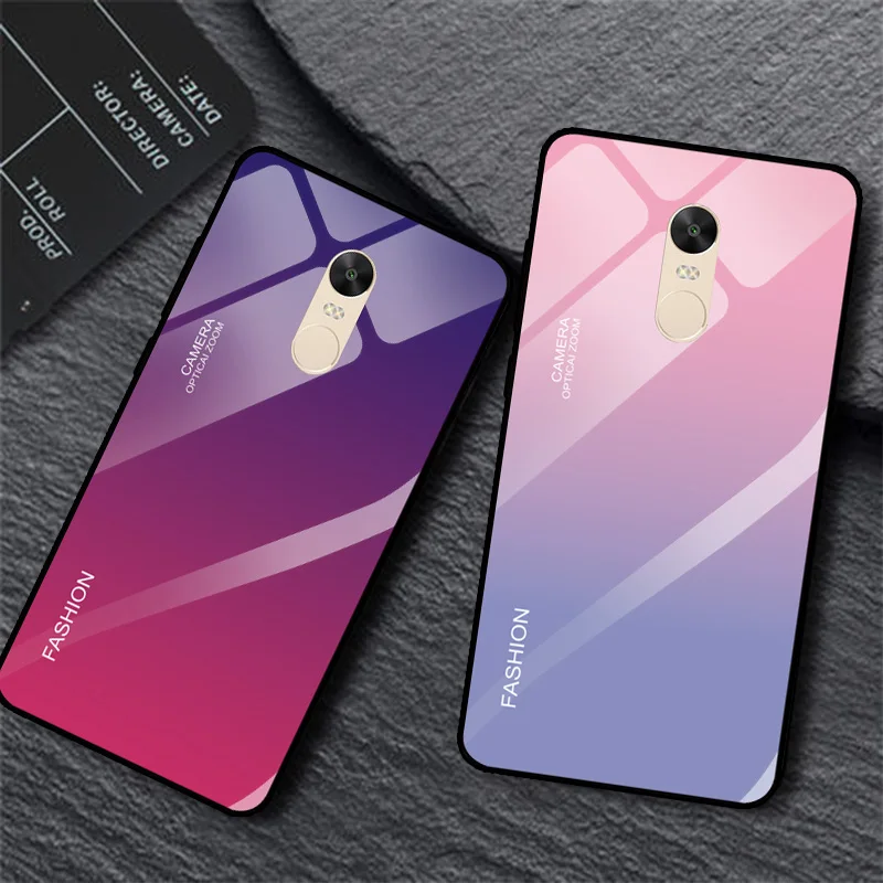 Градиентный телефонный чехол для Redmi Note 4x закаленное Стекло чехол для Xiaomi Redmi Note 4 глобальная версия защищают заднюю крышку Чехлы-бамперы
