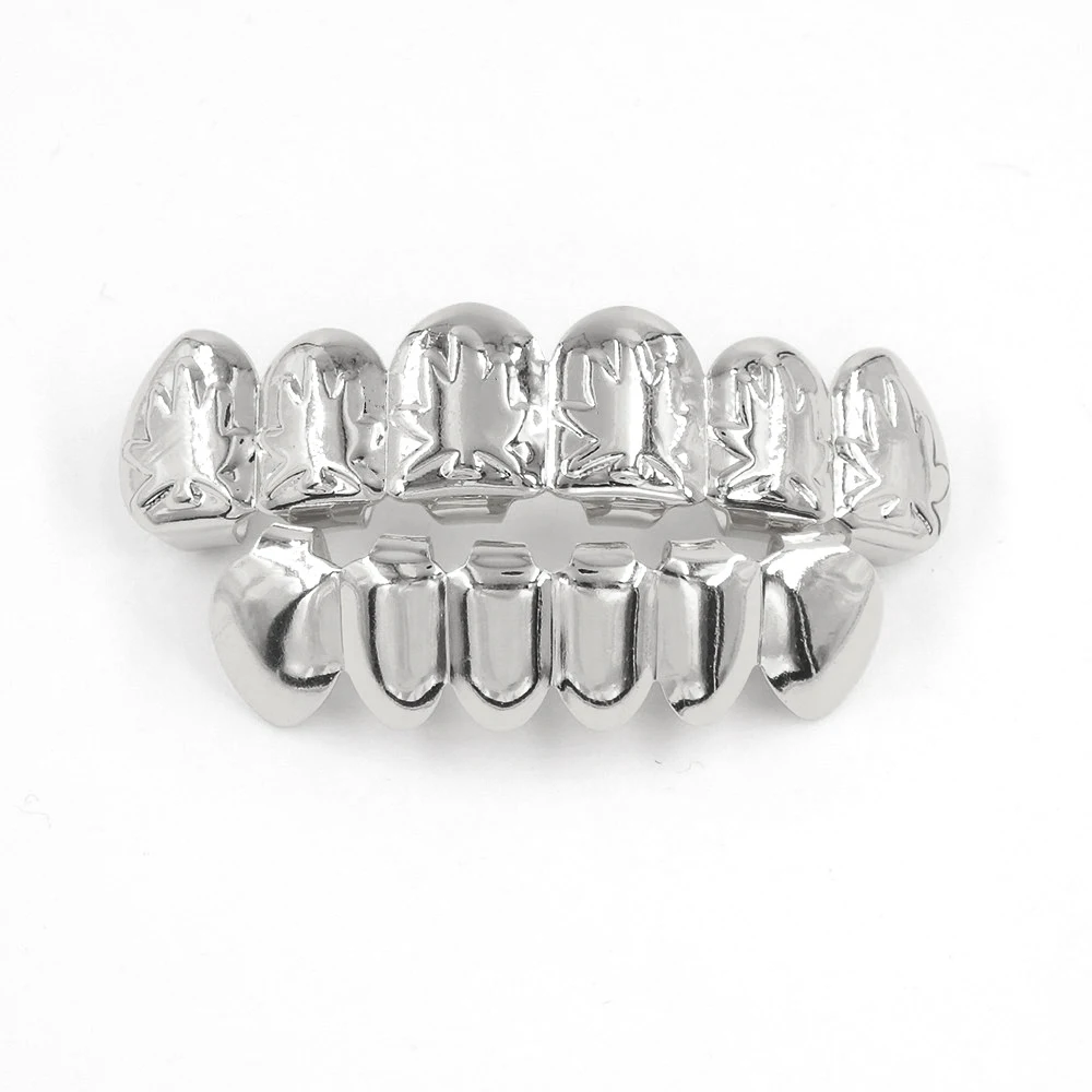 Iced out золотые зубы grillz хип-хоп серебряный зуб Модные Украшения для тела Панк косплей подарок на вечеринку в честь Хэллоуина рок-ролл Рэппер танцор - Окраска металла: Silver Leaf Set