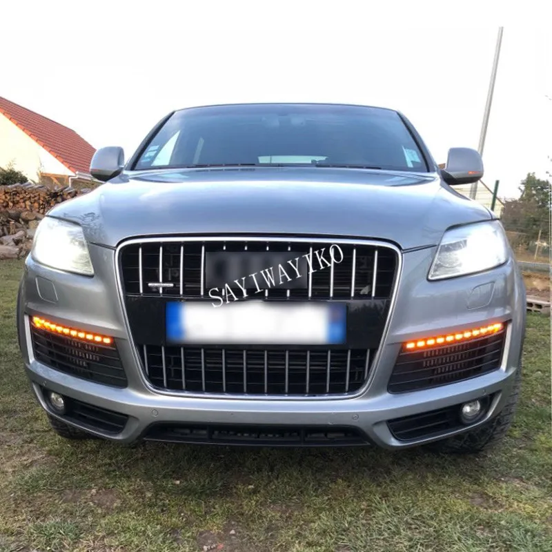 2 шт. для Audi Q7 2006 2007 2008 2009 желтый сигнал поворота Функция дневные ходовые огни Водонепроницаемый 12V светодиодный фары дневного света Противотуманные лампы