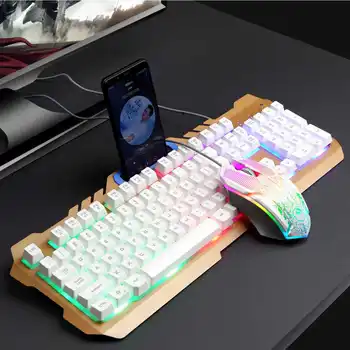 

NEW 104 Keys Mechanical Feeling Keyboard and Mouse Set USB Wired RGB Backlight Multimedia keys Gaming Keyboard Gaming Mouse