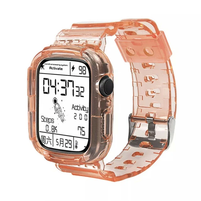 Soft Silicone Sport Replacement Strap For apple watch band 44mm 40mm 42mm 38mm,TPU Adjustable Strap for iWatch Series SE6 5 4 3 Orange