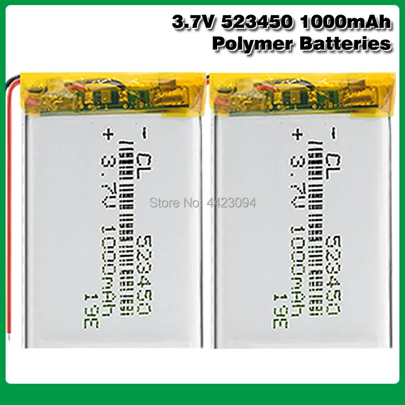 523450 3.7V 1000mAH [503450] PLIB polymer lithium ion / Li-ion battery for GPS mp3 mp4 mp5 dvd bluetooth model toy LED Lamp | Электроника