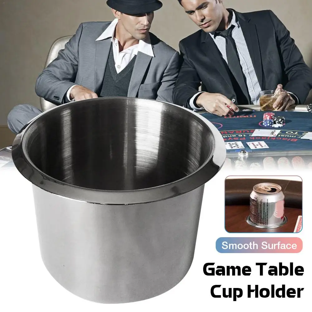 

Stainless Cup Holder For Entertainment Table Steel Drink Cup Holder Poker Table Accessories