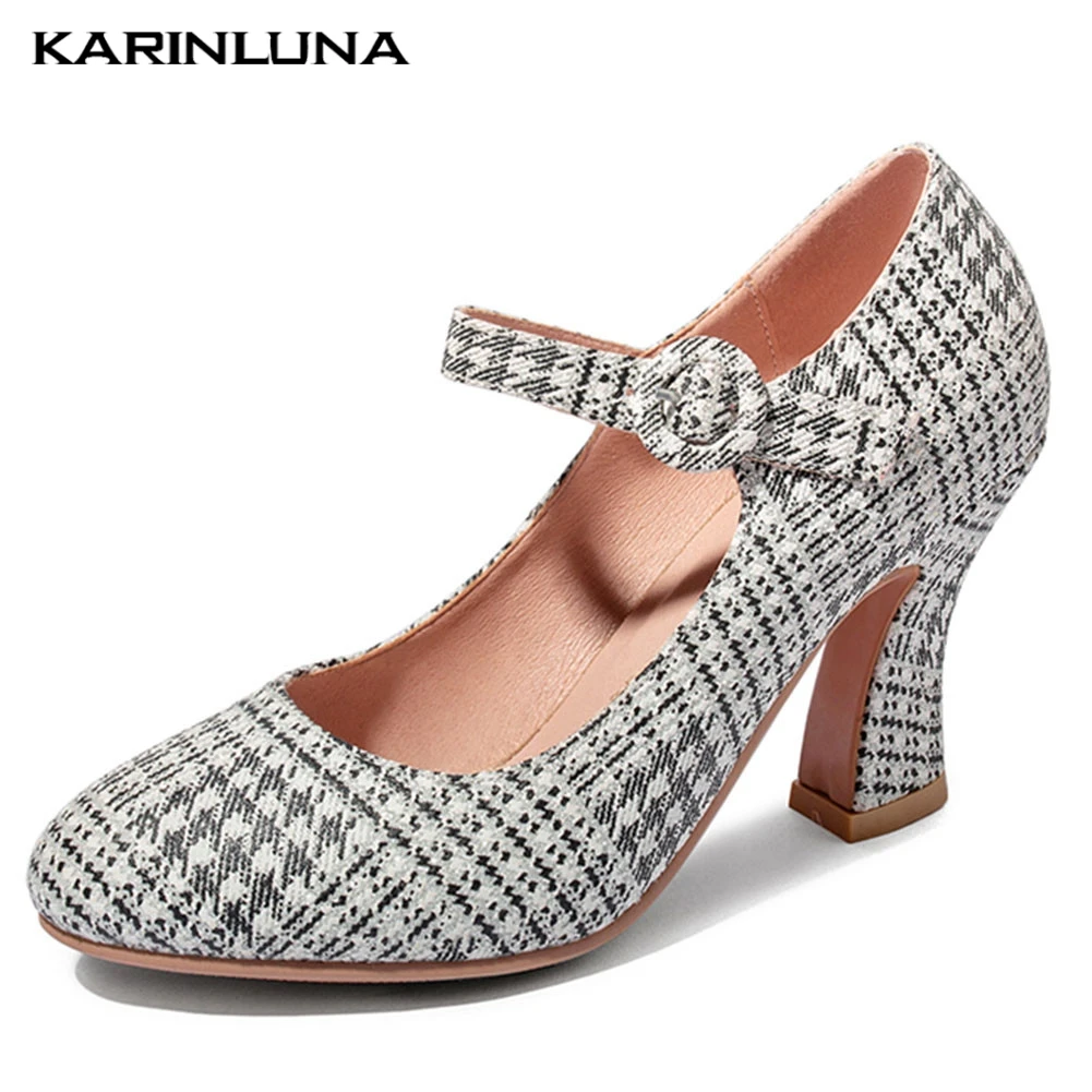 

Karinluna Big Size 45 Fashion 2020 Dropship Women Shoes Woman Elegant Platform Plaid Mary Janes Pumps